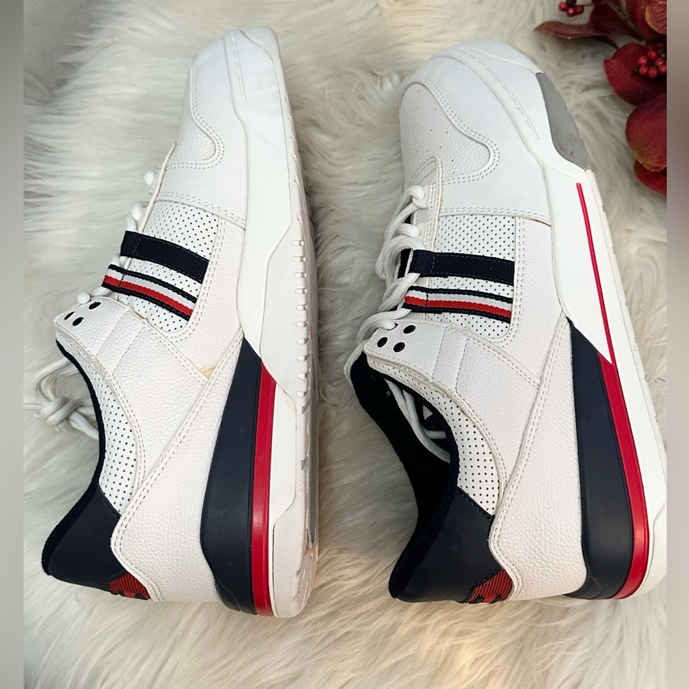 Men’s Tommy Hilfiger White Sneakers w/Red & Blue Striped Detail Sz 11.5 - Picture 9 of 10